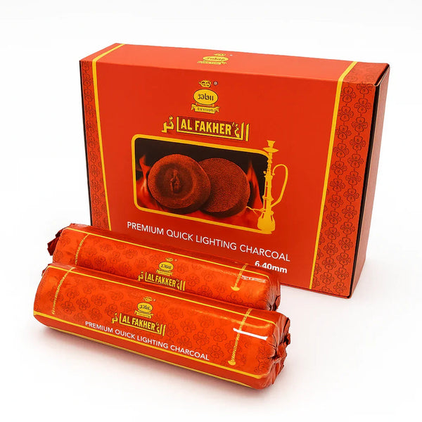 Al Fakher Easy Light houtskool 40mm, rol van 10 snelontbrandende shisha kolen voor shisha, vooraanzicht