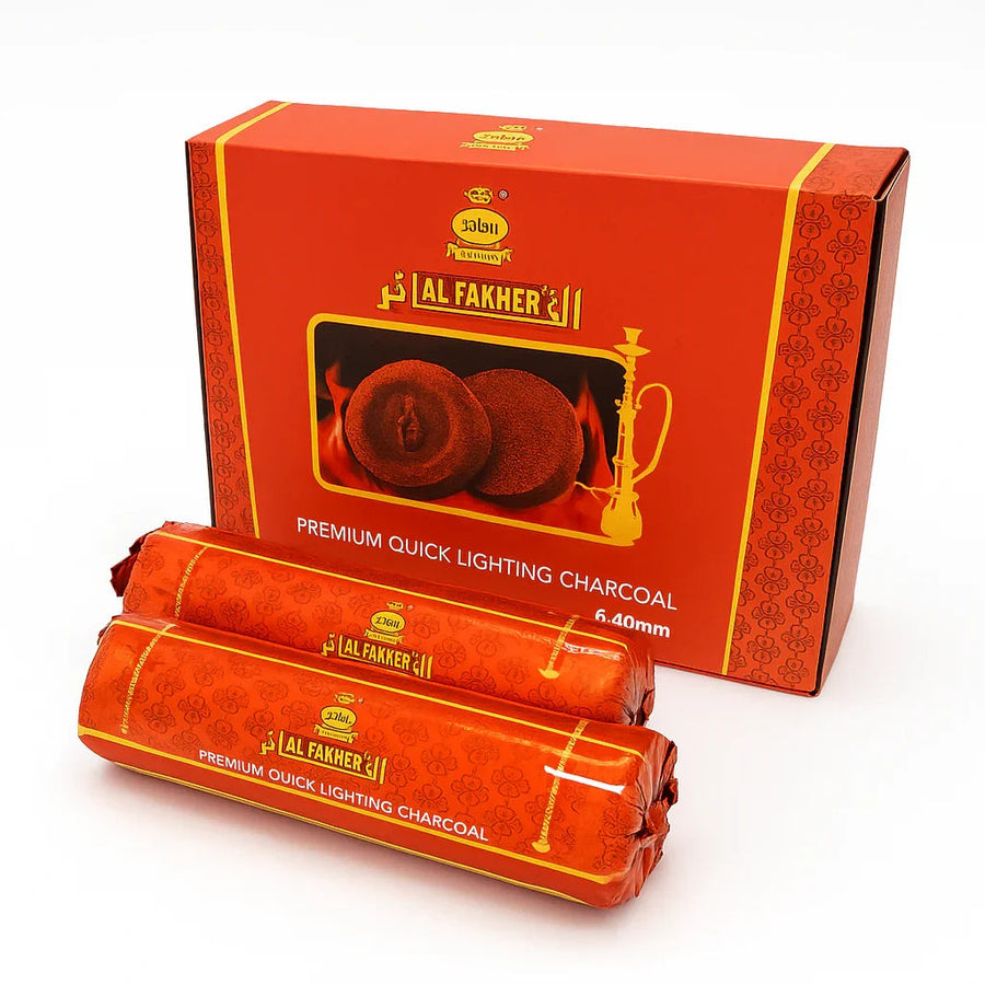 Al Fakher Easy Light houtskool 40mm, rol van 10 snelontbrandende shisha kolen voor shisha, vooraanzicht