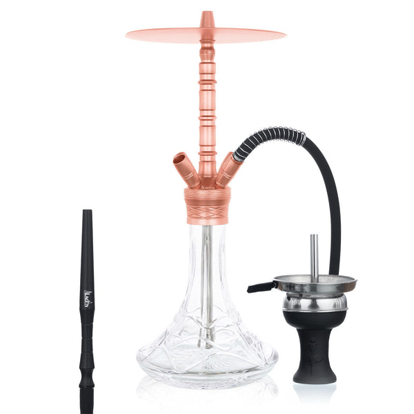 Aladin Alux 7 Copper hookah van 58 cm met vier slangaansluitingen en koperkleurige rookzuil