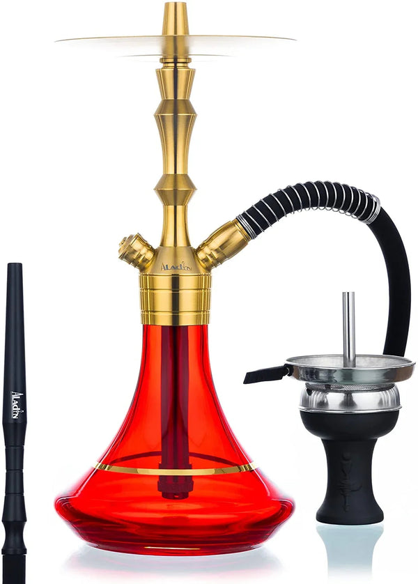 Aladin MVP 360 Gold hookah 45 cm - volledig vooraanzicht van de set
