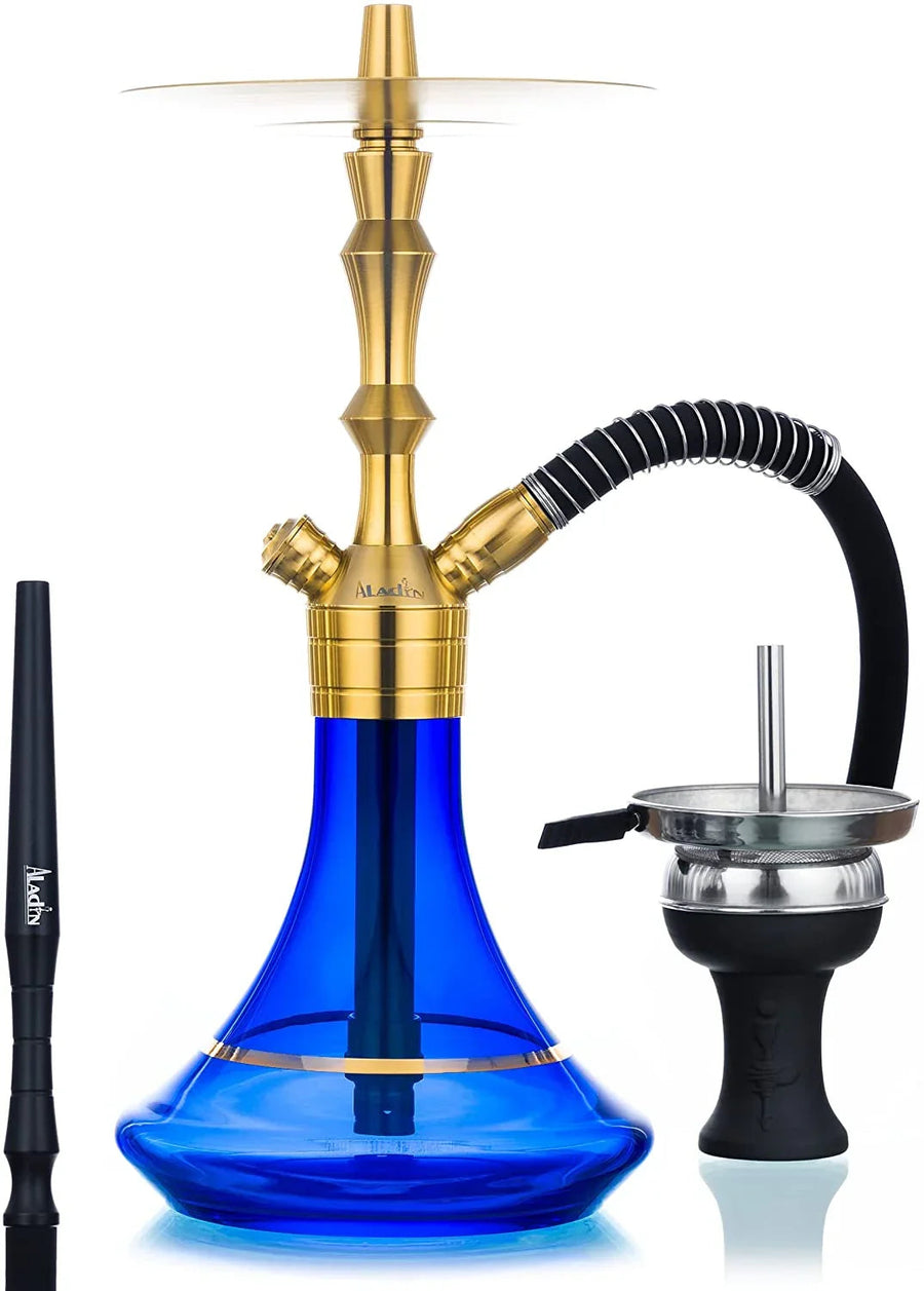 Aladin MVP 360 Gold 45 cm waterpijp, compleet hoofdaanzicht in blauw