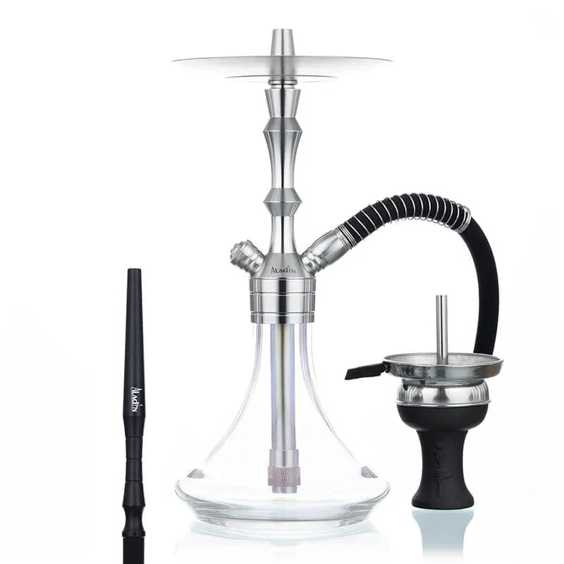 Aladin MVP 360 hookah 45 cm met heldere vaas en gouden accenten