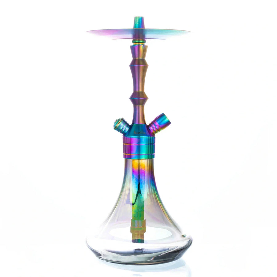 Aladin WEP 360 Rainbow Green shisha van 36 cm met groene metallic afwerking en roestvrij stalen frame, vooraanzicht