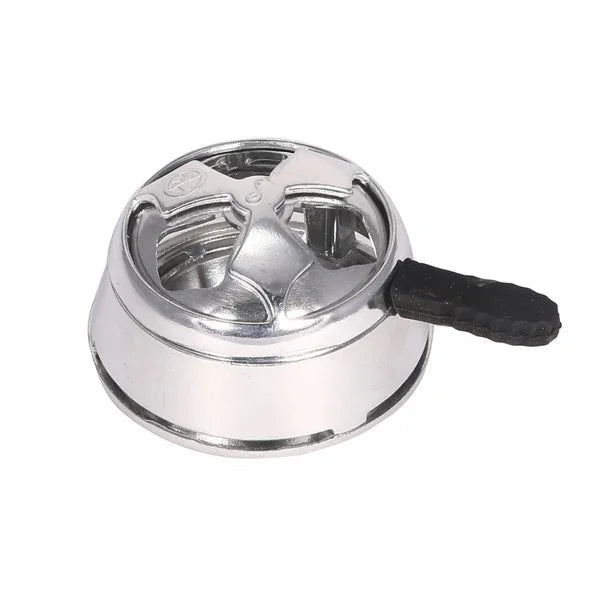 Aluminium heat management device zilver op een shisha tabakskop voor gelijkmatige warmteverdeling, vooraanzicht
