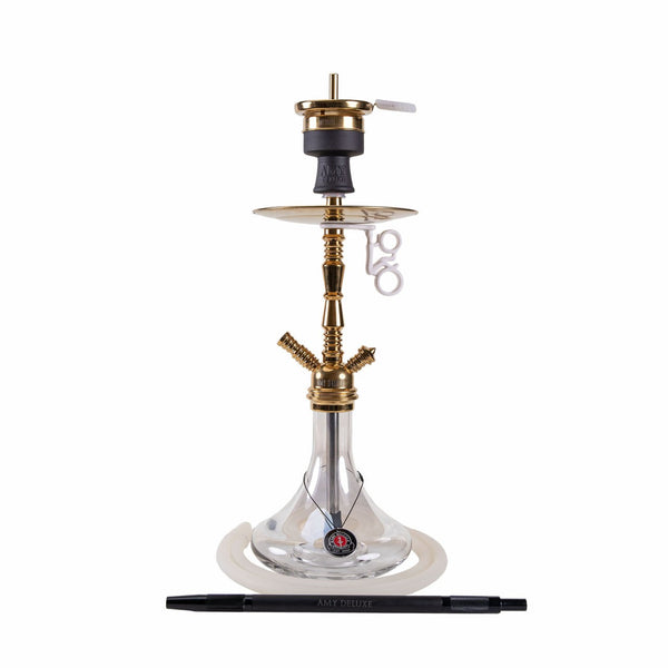 Amy Deluxe 058 Middle Zoom R messing hookah van 60 cm met heldere glazen vaas