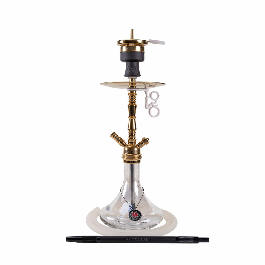 Amy Deluxe 058 Middle Zoom R messing hookah van 60 cm met heldere glazen vaas