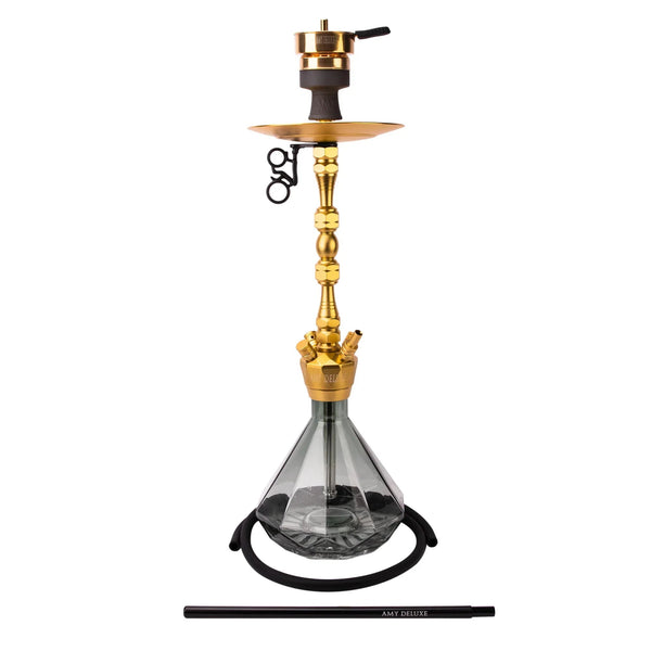 Amy Deluxe 063 Diamond Goud hookah in het zwart, vooraanzicht