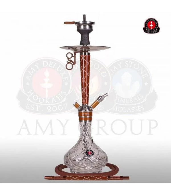 Bruine Amy Deluxe 102.01 hookah van 65 cm met glazen waterpijpvaas en siliconen slang