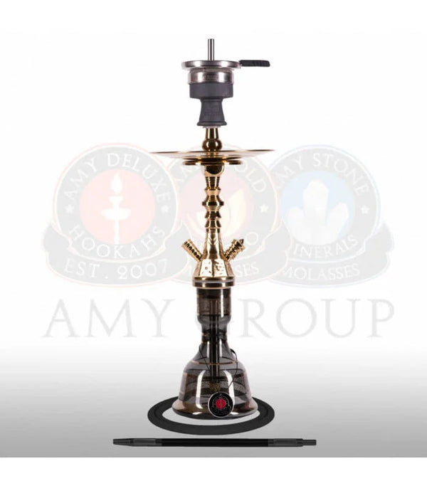 Amy Deluxe 108.02 Mini Mutina hookah met bladgoud glazen vaas en mat zwarte kolom, 62 cm