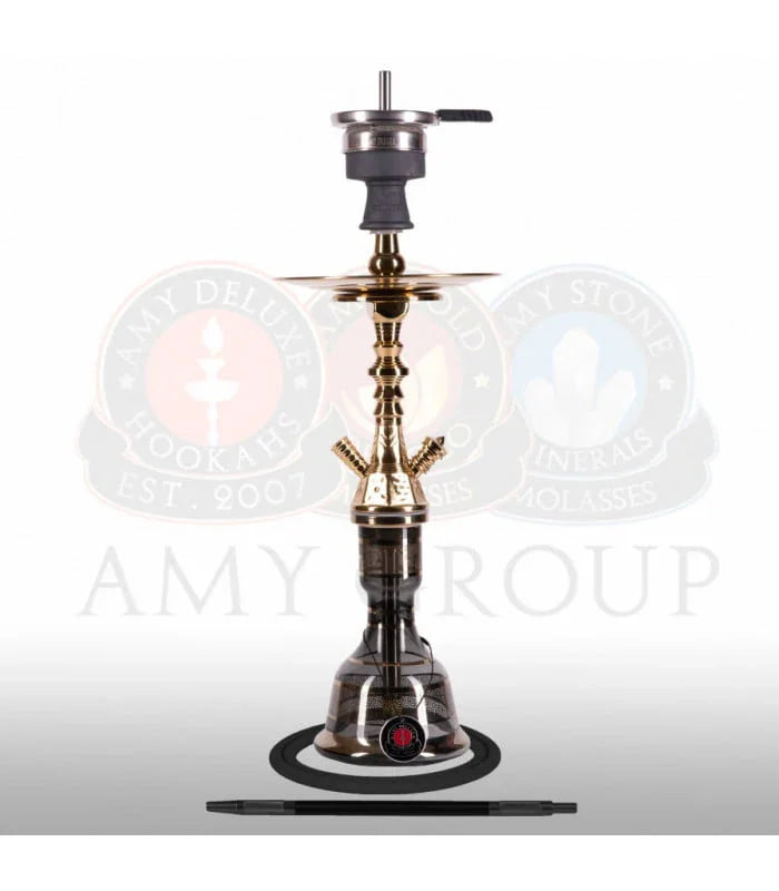 Amy Deluxe 108.02 Mini Mutina hookah met bladgoud glazen vaas en mat zwarte kolom, 62 cm