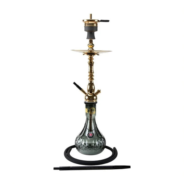 Amy Deluxe 119.01 Nasira messing shisha 80 cm met zwarte shisha vaas, vooraanzicht