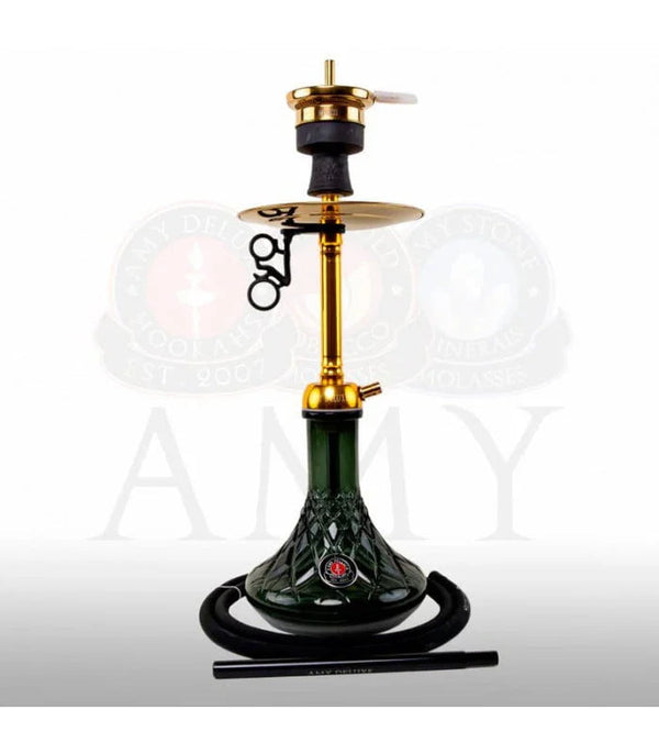 Amy Deluxe 120.02 Alu Joy S hookah in goud met gegraveerde glazen vaas van 60 cm