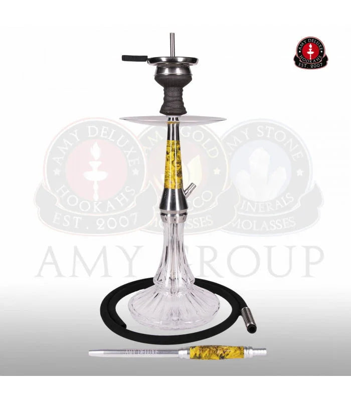 Amy Deluxe 1200 Galactic Steel S hookah in het geel met roestvrij stalen kolom
