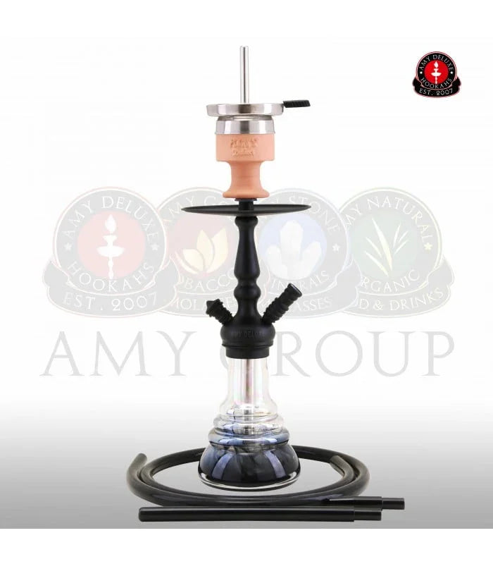 Amy Deluxe 340 Little Zuri hookah in het zwart, compacte 54 cm waterpijp
