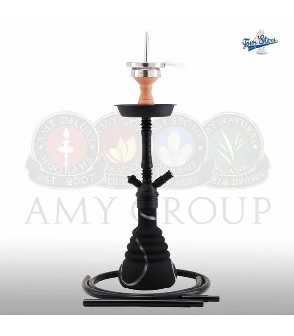 Roestvrij stalen rookkolom van de Amy Deluxe 450 4Star hookah in zwart