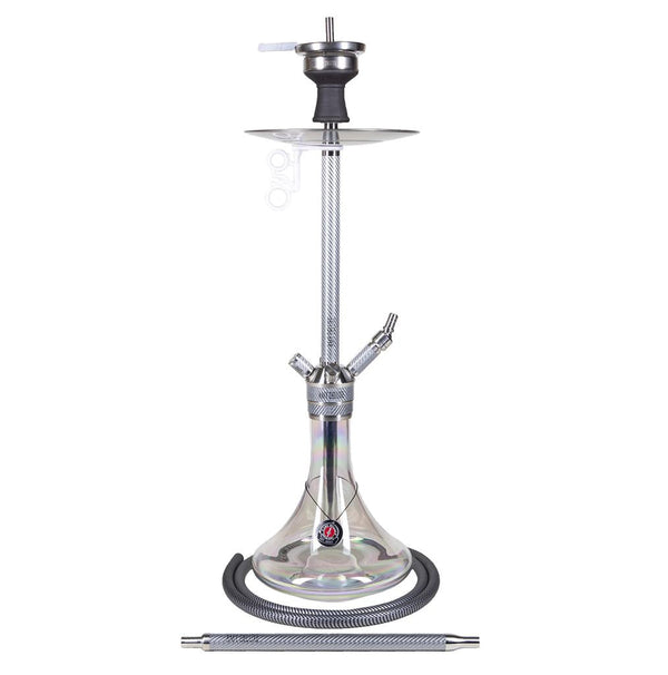 Amy Deluxe Carbonica Force R shisha van 80 cm met roestvrij stalen rookkolom en glazen vaas