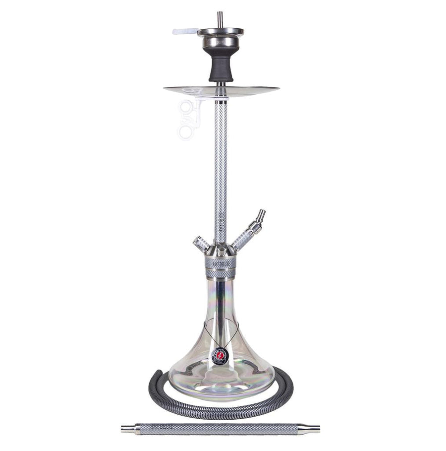 Amy Deluxe Carbonica Force R shisha van 80 cm met roestvrij stalen rookkolom en glazen vaas