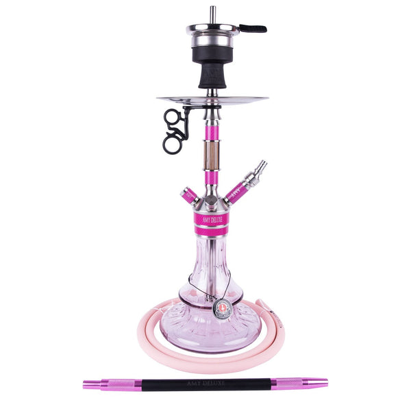Amy Deluxe Carbonica Solid S roze hookah van 60 cm compleet met accessoires