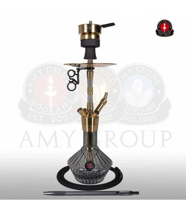 Zwarte Amy Deluxe Fusion Shine S hookah in medium formaat