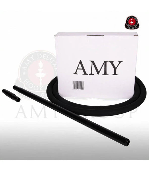 Amy Deluxe siliconen hookah slang in zwart met aluminium mondstuk