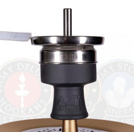 Zwarte Amy Deluxe steenkop met Hot Screen rooster voor waterpijp