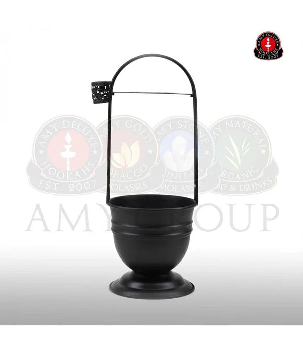 Amy Deluxe Kolendrager Zwart, roestvrij stalen shisha kolendrager van 46 cm met zwarte afwerking, vooraanzicht
