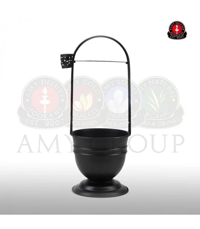 Amy Deluxe Kolendrager Zwart, roestvrij stalen shisha kolendrager van 46 cm met zwarte afwerking, vooraanzicht