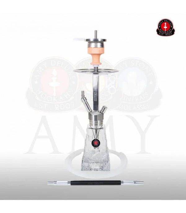 Amy Deluxe Little Crystalica 60cm waterpijp met glazen rotsvaas vooraanzicht