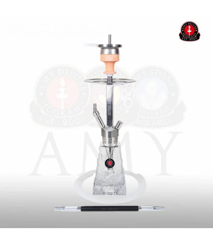 Amy Deluxe Little Crystalica 60cm waterpijp met glazen rotsvaas vooraanzicht