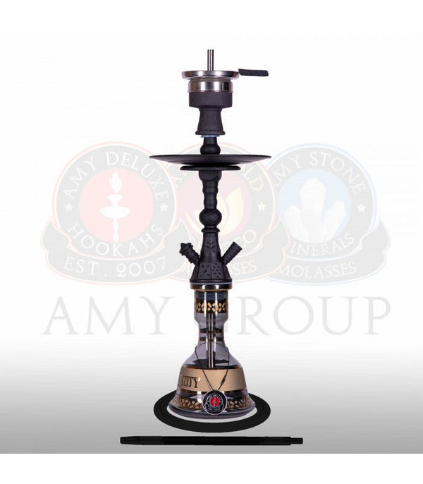 Amy Deluxe Mini Harfi Zwart hookah van 47 cm, vooraanzicht van de complete waterpijp