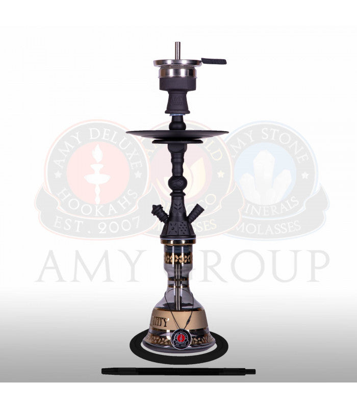 Amy Deluxe Mini Harfi Zwart hookah van 47 cm, vooraanzicht van de complete waterpijp