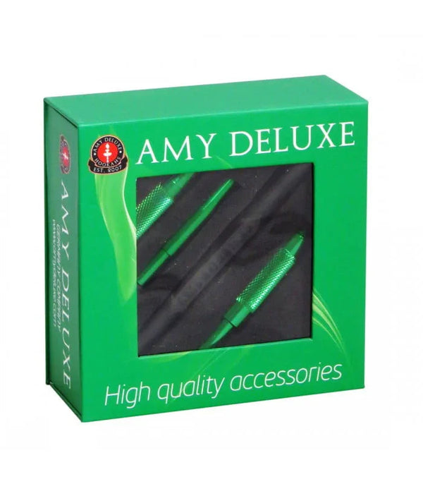 Amy Deluxe S238 groene hookah slang met aluminium mondstuk, vooraanzicht