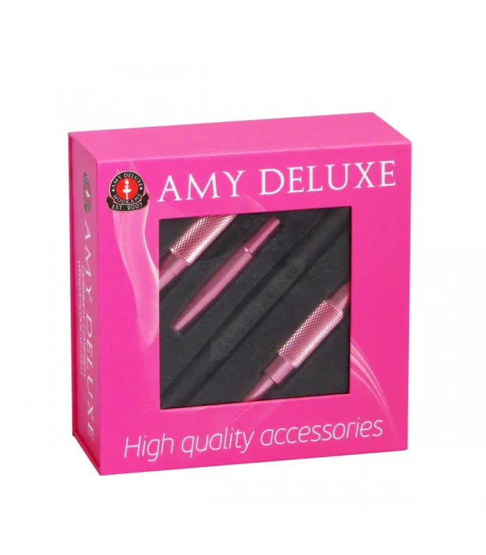 Roze Amy Deluxe S238 shisha slang met aluminium mondstuk en opbergbox