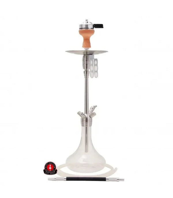 Amy Deluxe SS05 RVS shisha van 70 cm, shisha van roestvrij staal met glazen vaas en kliksluiting, vooraanzicht