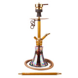Amy Deluxe SS22.02 Gold shisha van roestvrij staal met gouden afwerking, 60 cm hoog, inclusief glazen vaas en siliconenslang, vooraanzicht