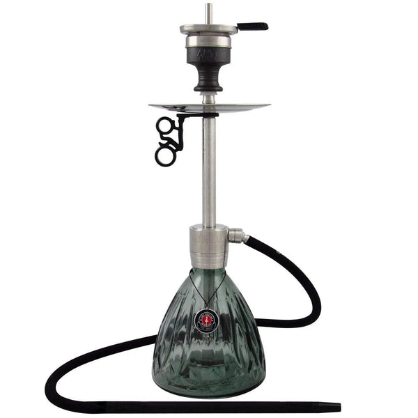 Amy Deluxe SS23.02 zwarte hookah van 65 cm met matzwarte glasbasis en siliconenslang