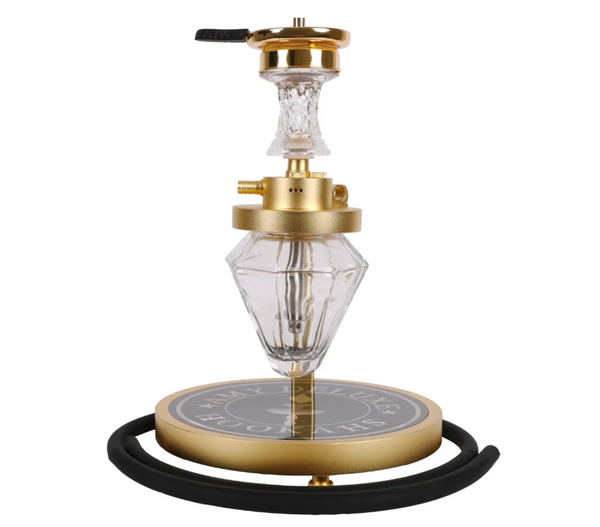 Amy Deluxe SUS 1500 shisha met zwevende diamanten tabakskop, roestvrij staal en glazen vaas van 44 cm