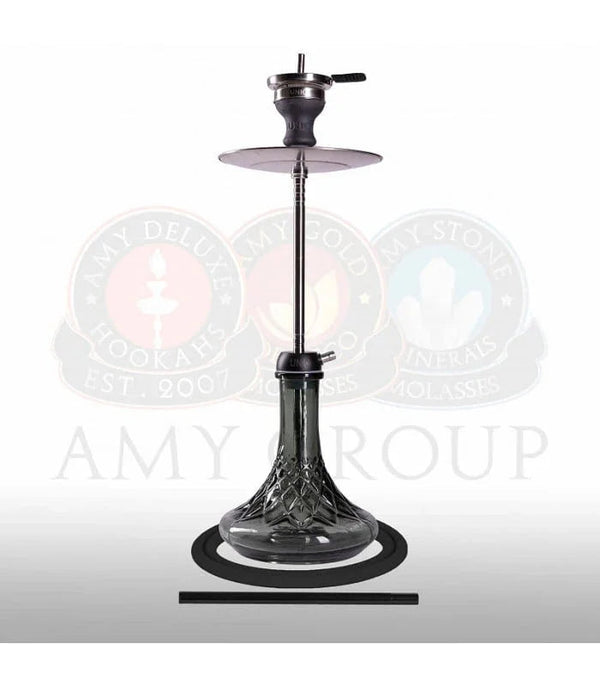 Amy Deluxe Unio hookah met aluminium schacht en glazen vaas in zwart