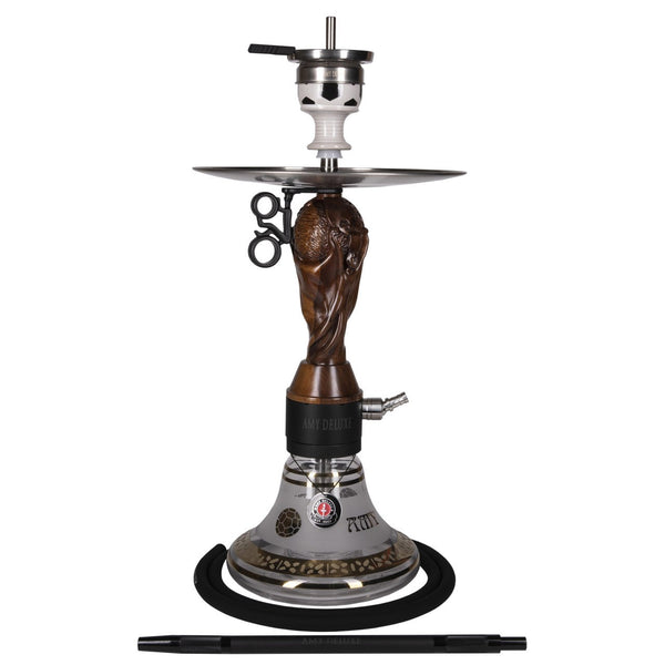 Amy Deluxe Victory 104.01 waterpijp van 42 cm met houten rookkolom en glazen vaas