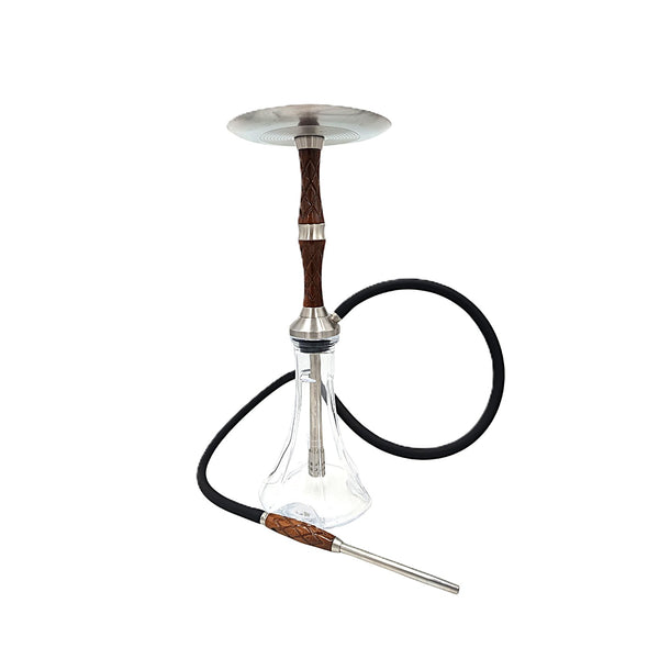 Apollo 11 Wood shisha with wooden sleeves on steel and a see-through base, 53 cm