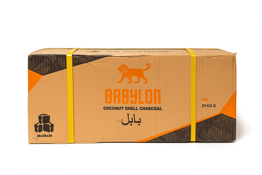 Babylon kokos hookah kolen 20KG doos met 26MM kubussen in twintig zakken van 1KG