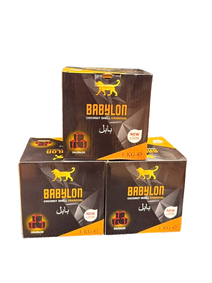 Babylon hookah kokoskolen, verpakking van 3 kg met kubussen van 26 mm