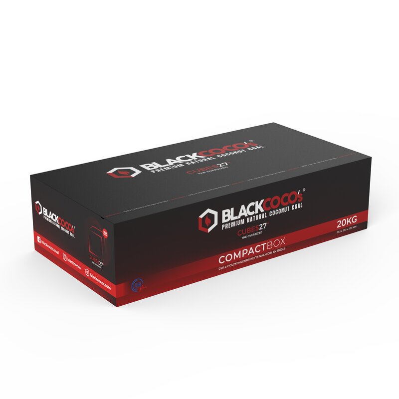 20 kg voordeelzak Black Coco 27 CUBES shisha kolen, ongeveer 1000 kokosblokjes van 27 mm