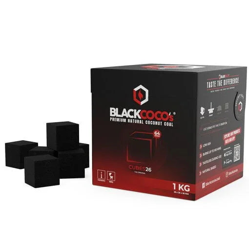 Black Coco's 26mm kokoskolen 1kg verpakking bovenaanzicht