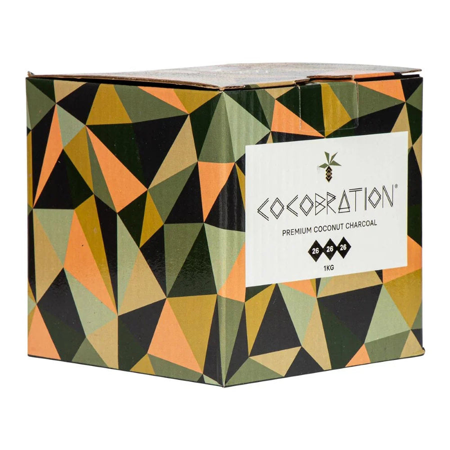 Pak van 1 kilogram Cocobration C26 kokosnootkolen van 26mm voor de waterpijp