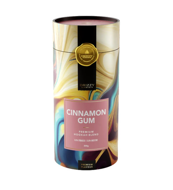 Waterpijp tabak Drizzy Elements Cinnamon Gum 200 gram in hersluitbare pot met kauwgom-kaneel smaak