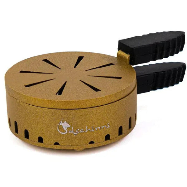 Dschinni Crown HMD goudkleurige heat management device op shisha tabakskop