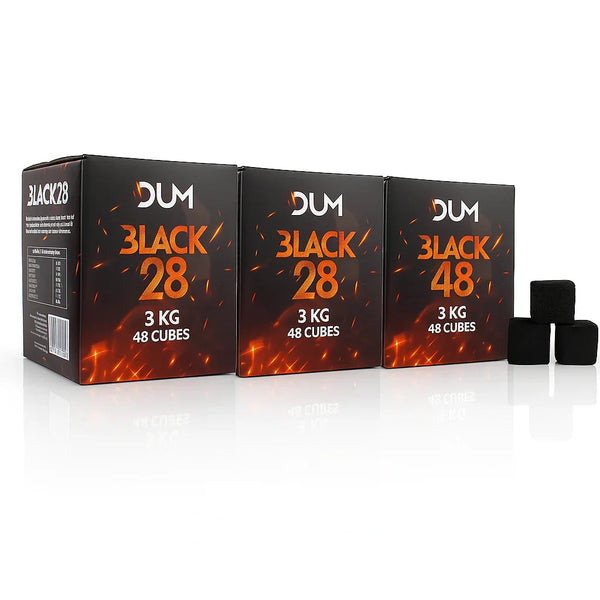 Dum 28mm Black kokoskolen 3 kg kubusvorm voor waterpijp