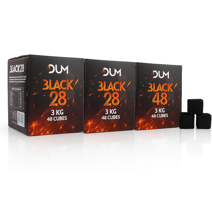 Dum 28mm Black kokoskolen 3 kg kubusvorm voor waterpijp