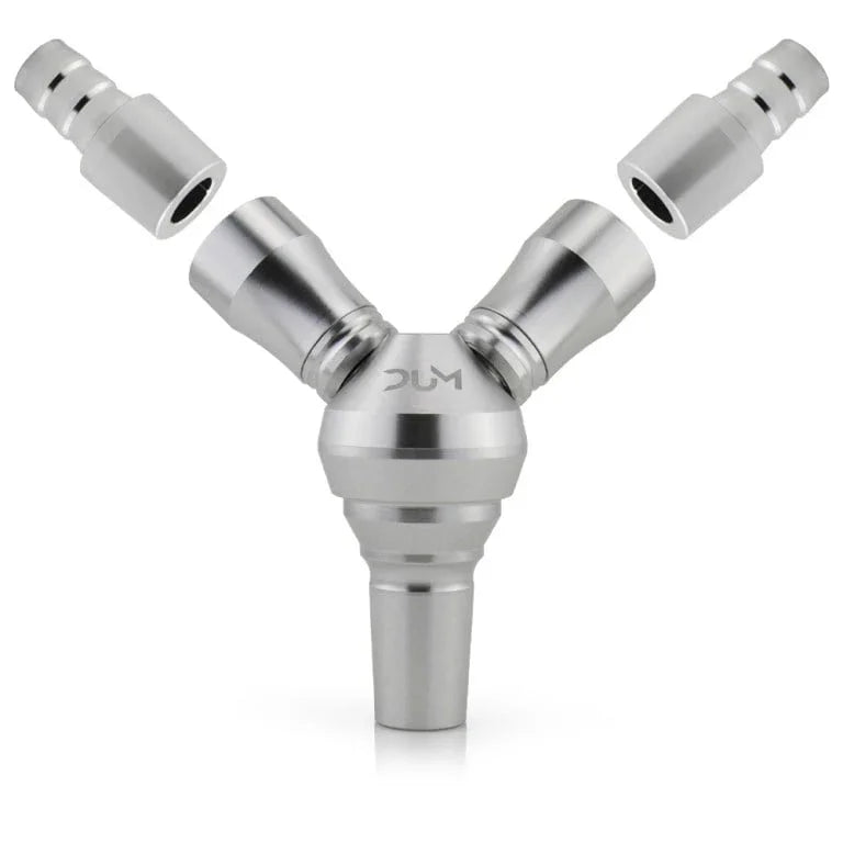 Dum 2Gether duo adapter sluit twee shisha slangen aan op één waterpijp